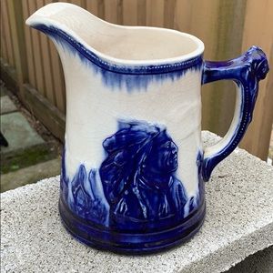 Old Sleepy Eye Flo Blue Pitcher  jug vintage RARE!